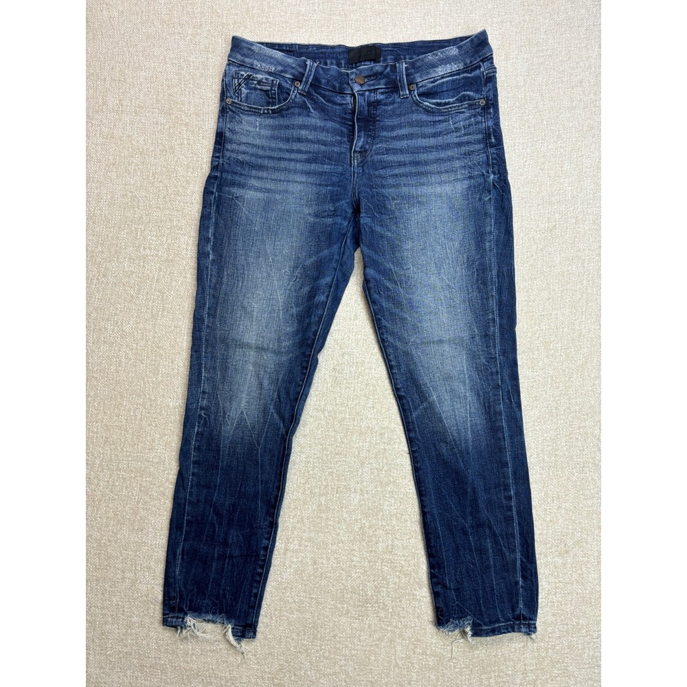 Buckle Black Fit No 53 Ankle Skinny Jeans Womens 29 Dark Wash Distressed Raw Hem